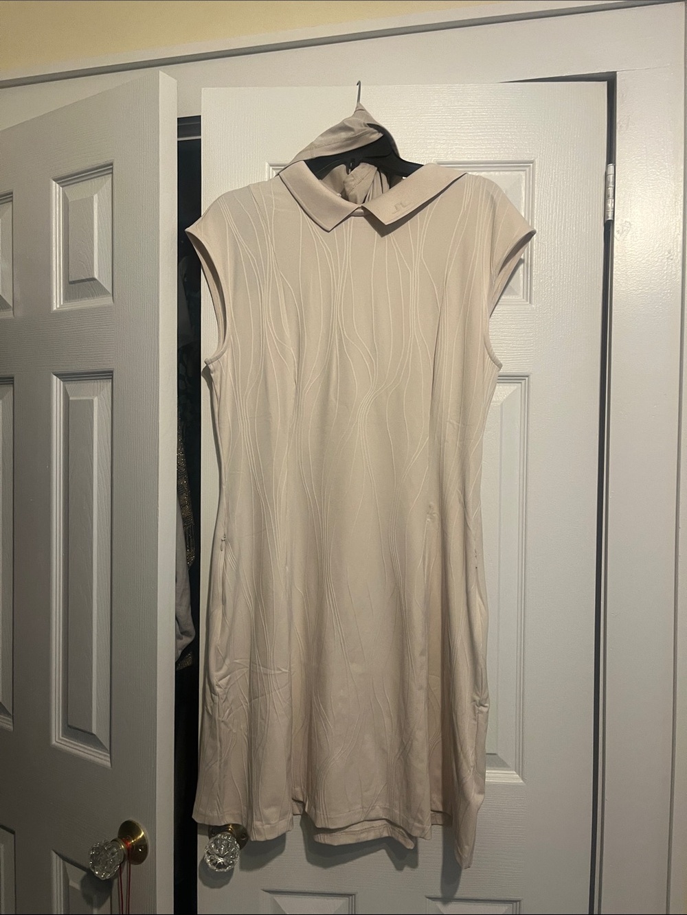 Sleeveless Collared Golf /Tennis Dress in Light Beige